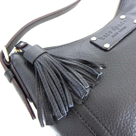 new KATE SPADE black pebbled leather tassel crossbody bag - Picture 6 of 8
